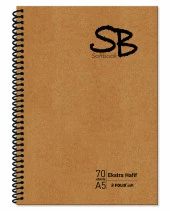 SB A5 70 Yp. Defter Kraft Kapak Spiralli Hafif Kağıt KARELİ 140 Sf. - 1