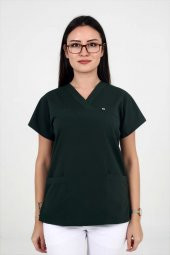 Deniz İş Kadın Linda Yarasakol Acı Yeşil Renk Scrubs Teküst - 1