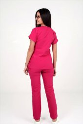 Deniz İş Kadın Terycotton Yarasakol Fuşya Renk Scrubs Takım - 5