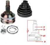 AKS KAFASI SOL-SAĞ ÖN DIŞ FİAT SCUDO (220P) 1.9 TD ABSLI 48 DİS 27X39X59 UZUNLUK 145 mm 1996-2006 CT-1054A - 1