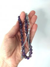 Tesbih Ametist Doğal Taş Tespih Dini İslami Çakra 8 mm - 3