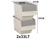 Motek Patateslik Soğanlık Tekerlekli Organizer Çok Amaçlı Saklama Kutusu 2X33 Lt Beyaz+Gri - 3