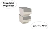 Motek Patateslik Soğanlık Tekerlekli Organizer Çok Amaçlı Saklama Kutusu 2X33 Lt Beyaz+Gri - 4
