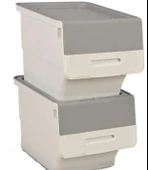 Motek Patateslik Soğanlık Tekerlekli Organizer Çok Amaçlı Saklama Kutusu 2X33 Lt Beyaz+Gri - 2