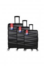 Yefa Dayanıklı Unisex 4 Tekerlekli 3'lü Set Plastik Valiz Seti thumbnail 1
