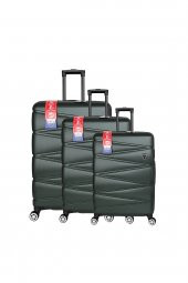Yefa Dayanıklı Unisex 4 Tekerlekli 3'lü Set Plastik Valiz Seti thumbnail 1