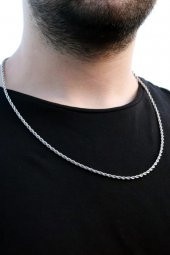 Erkek Gri Burgu Zincir Kolye - 1