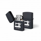 Dikiş Makine Figürlü Terzi Meslek Siyah Benzinli Metal Çakmak - 1
