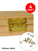 4 Adet Büyük Papatya Menteşe ve Vida Sarı Kutu ve Sandık Menteşesi Hobi Maket thumbnail 1