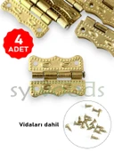 4 Adet Büyük Papatya Menteşe ve Vida Sarı Kutu ve Sandık Menteşesi Hobi Maket thumbnail 2