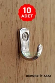 Küçük Askı Nikel Dekoratif Tekli Bijuteri Askılık Aksesuarı 10 Adet - 1