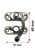 2 ADET BÜYÜK BOY YAY GÖZÜ KANCALI KİLİT NİKEL KUTU SANDIK VE KAPAK KLİPSİ 37X45 MM - 3