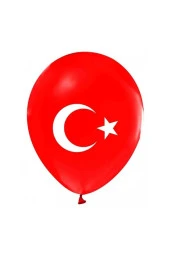Balonevi Balon Ayyıldız Baskılı 12" 12 İnç Türk Bayrağı Balon (100 Lü Paket) - 1