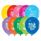 Balonevi Happy Birthday Party Baskılı 12 İnc Pastel Renk Doğum Günü Balonu (100 Lü Paket) - 1