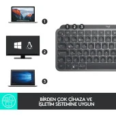 Logitech MX Keys Mini Minimalist Kablosuz Bluetooth Aydınlatmalı Türkçe Q Klavye - Siyah thumbnail 7