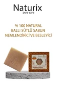 Naturix Ballı Sütlü Sabun 125 Gr - Cilt Besleyici, Nemlendirici ve Peeling Etkili - 1