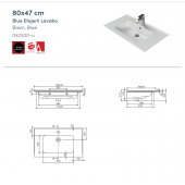 Cerastyle Turkuaz Blue Etajerli Lavabo 80x47 cm - 5