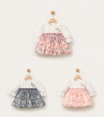 Çiçekli Kız Bebek Çocuk Bayramlık Elbise - 4