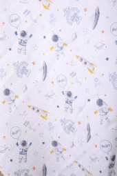 Müslin Örtü 85x90cm Astronot Desen Organik Hediyelik Emzirme Alt Açma Yenidoğan Puset Örtüsü - 9