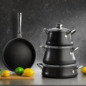 Schafer Ottawa Yanmaz Yapışmaz Tencere Seti 7 Parça Siyah - 1