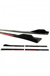 Honda Civic Fd6 2006-2011 Kırmızı Şeritli Ön Lip Ve Yan Marşpiyel Seti Piona Black - 2