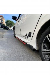 Honda Civic Fd6 2006-2011 Kırmızı Şeritli Ön Lip Ve Yan Marşpiyel Seti Piona Black - 3