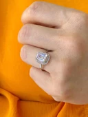 Pırlanta Montürü Baget Tektaş Beyaz Altın Yüzük thumbnail 2