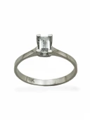 Minik Baget Taş Pırlanta Modeli Beyaz Altın Tektaş Yüzük thumbnail 1