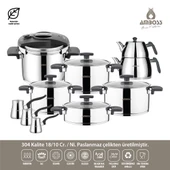 Amboss 18 Parça Enio Paslanmaz Çelik Çeyiz Seti - Gri thumbnail 4