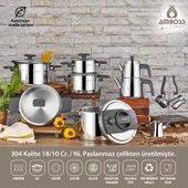 Amboss 18 Parça Enio Paslanmaz Çelik Çeyiz Seti - Gri thumbnail 1