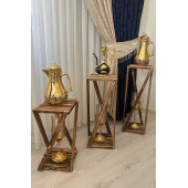 Ahşap 3lü Takım Saksı Standı Saksılık Çiçeklik 3 Boy Balkon Saksılık Salon Çiçeklik - 2