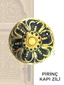 HAKİKİ PİRİNÇ DÖKÜM KAPI ZİLİ LALE MODELİ VİNTAGE DEKORATİF MİMARİ SARI - 1