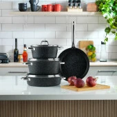 Schafer Dark Millard Yanmaz Yapışmaz Tencere Seti 7 Parça-Siyah - 3
