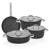 Schafer Dark Millard Yanmaz Yapışmaz Tencere Seti 7 Parça-Siyah - 9