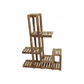 6 Katlı 11 Bölmeli Doğal Ahşap Dekoratif Balkon Bahçe Çiçeklik Saksı Standı Saksılık 119x90x24 - 2