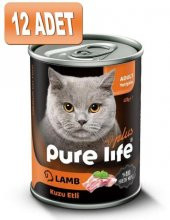 Purelife Plus Konserve Kuzu Etli Yetişkin Kedi Konserve Maması 400gr x 12 adet - 1