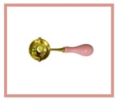 Mum Mühürü Çinko Eritme Kaşığı Çift Oluklu Ahşap Su Pembe Saplı thumbnail 2