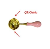 Mum Mühürü Çinko Eritme Kaşığı Çift Oluklu Ahşap Su Pembe Saplı thumbnail 4