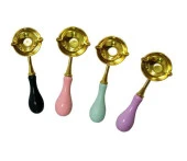 Mum Mühürü Çinko Eritme Kaşığı Çift Oluklu Ahşap Su Pembe Saplı thumbnail 5