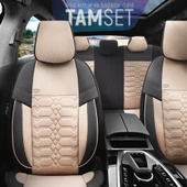 Otom Elegance Design Premium Özel Tasarım Oto Koltuk Kılıfı  Siyah-Bej - 3