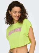 ONLY Bayan Bisiklet Yaka Crop Tişört 15297196 - 3