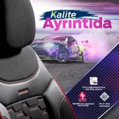 Otom Yeni Carbon Design 3D Dokulu Kumaş Oto Koltuk Kılıfı Tam Set Siyah-Kırmızı - 5