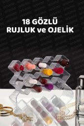 18 Bölmeli Şeffaf Ruj Oje Kozmetik Makyaj Organizer Düzenleyici | 18 Gözlü Düzenleyici - 2