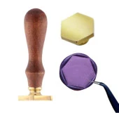 Boş Mum Mühür Pirinç Damga Kafası Petek Şekil 25x28.8mm Gold thumbnail 1