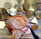 Boş Mum Mühür Pirinç Damga Kafası Petek Şekil 25x28.8mm Gold thumbnail 3