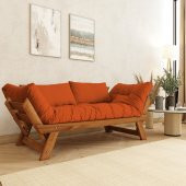 Woodesk Adalar Masif Tik-Turuncu Renk 2li Kanepe CPT8172-210 thumbnail 5