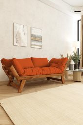Woodesk Adalar Masif Tik-Turuncu Renk 2li Kanepe CPT8172-210 thumbnail 4