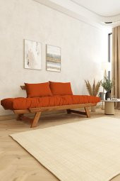Woodesk Adalar Masif Tik-Turuncu Renk 2li Kanepe CPT8172-210 thumbnail 7