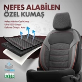 Otom Yeni Nova Design Özel Pamuklu Kumaş Oto Koltuk Kılıfı Siyah-Kırmızı - 3