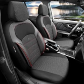 Otom Yeni Nova Design Özel Pamuklu Kumaş Oto Koltuk Kılıfı Siyah-Kırmızı - 1